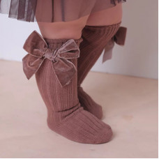 Knee socks with velour bows