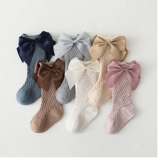 Openwork knee socks with bows