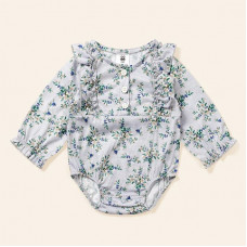 Bodysuit with flounces and floral print