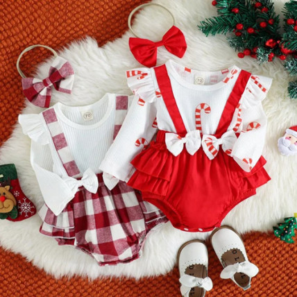 Elegant New Year's romper with a bow