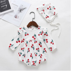Cherries print bodysuit with long sleeves