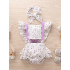 Romper with a lilac flower print