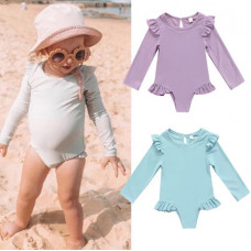 One-color swimsuit with long sleeves