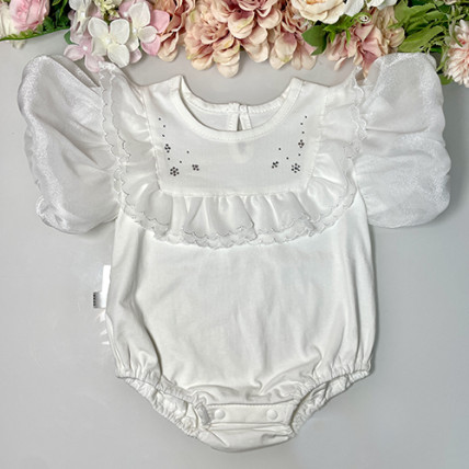 Bodysuit with organza sleeves