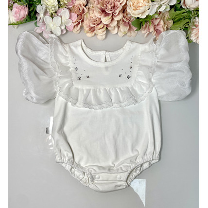 Bodysuit with organza sleeves