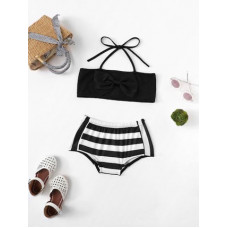 Two-piece striped swimsuit