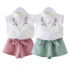 Set of shorts and blouse with embroidery