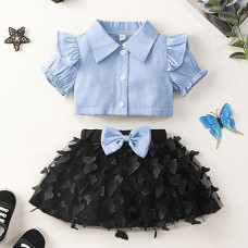 Blouse and skirt with butterflies
