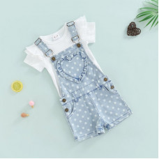 Denim jumpsuit with a heart and a T-shirt