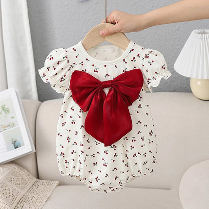 Bodysuit with cherries print and a bow