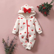 Heart print insulated jumpsuit