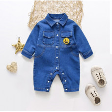 Denim jumpsuit with print