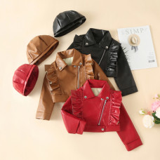 Eco-leather jacket with beret