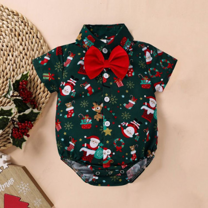 Bodysuit with a Christmas print and a butterfly