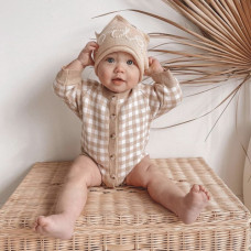 Knitted plaid romper