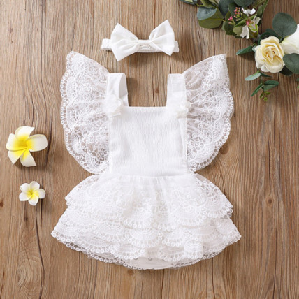 Lace bodysuit dress with a bow